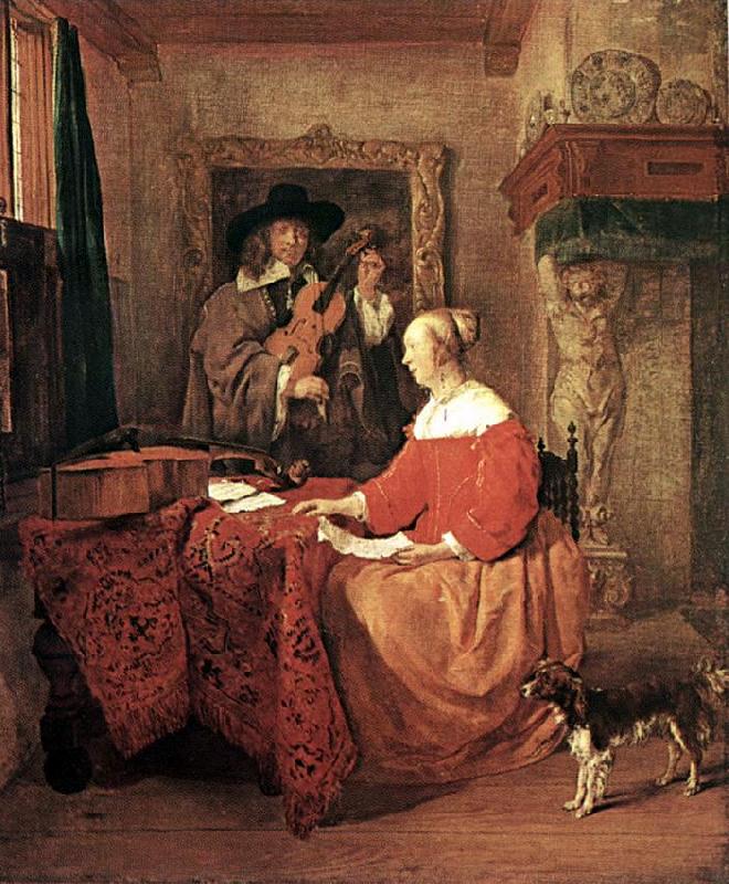 METSU, Gabriel A Woman Seated at a Table and a Man Tuning a Violin sg oil painting picture